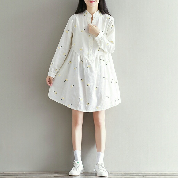 White Pure Long Sleeve Midi Dress - Picture 6 of 8