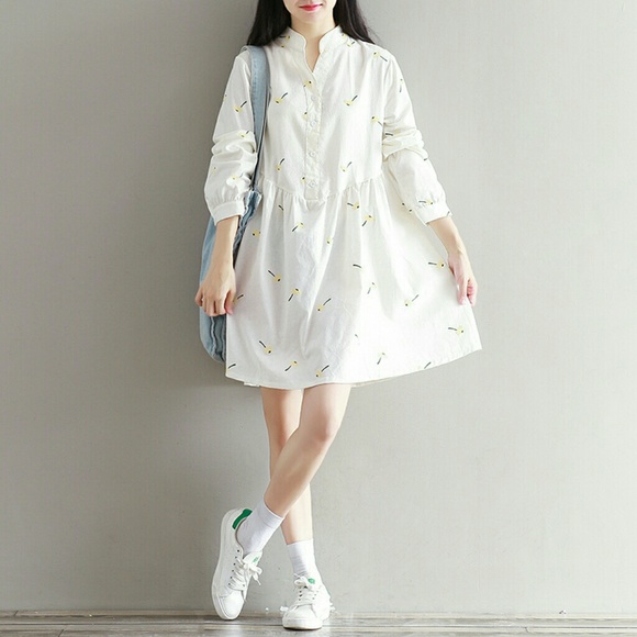 White Pure Long Sleeve Midi Dress - Picture 8 of 8