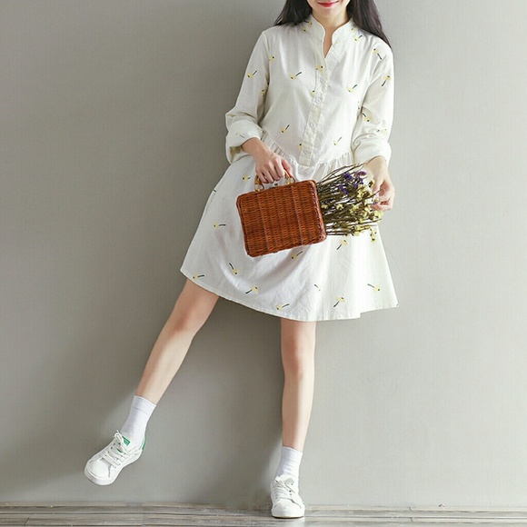 White Pure Long Sleeve Midi Dress - Picture 4 of 8