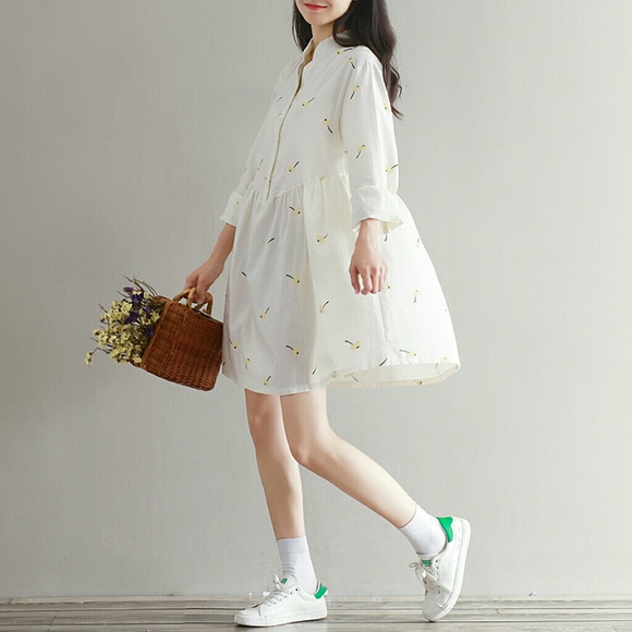 White Pure Long Sleeve Midi Dress - Picture 3 of 8