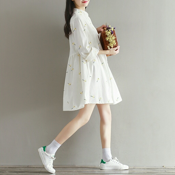 White Pure Long Sleeve Midi Dress - Picture 2 of 8