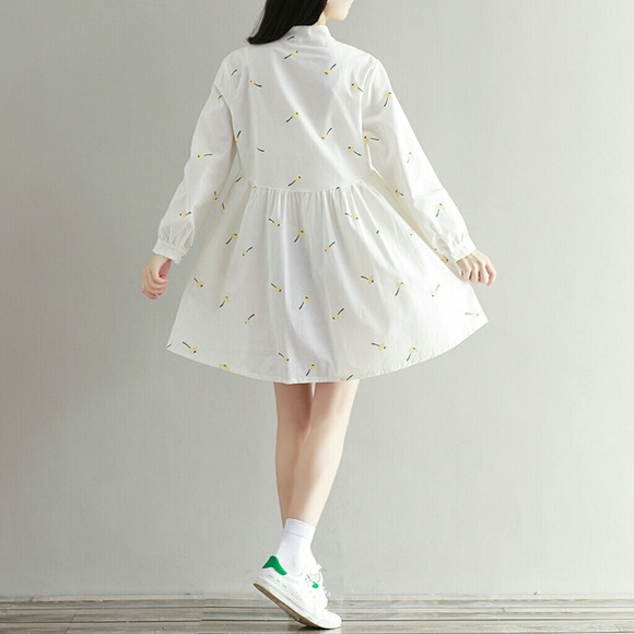 White Pure Long Sleeve Midi Dress - Picture 5 of 8