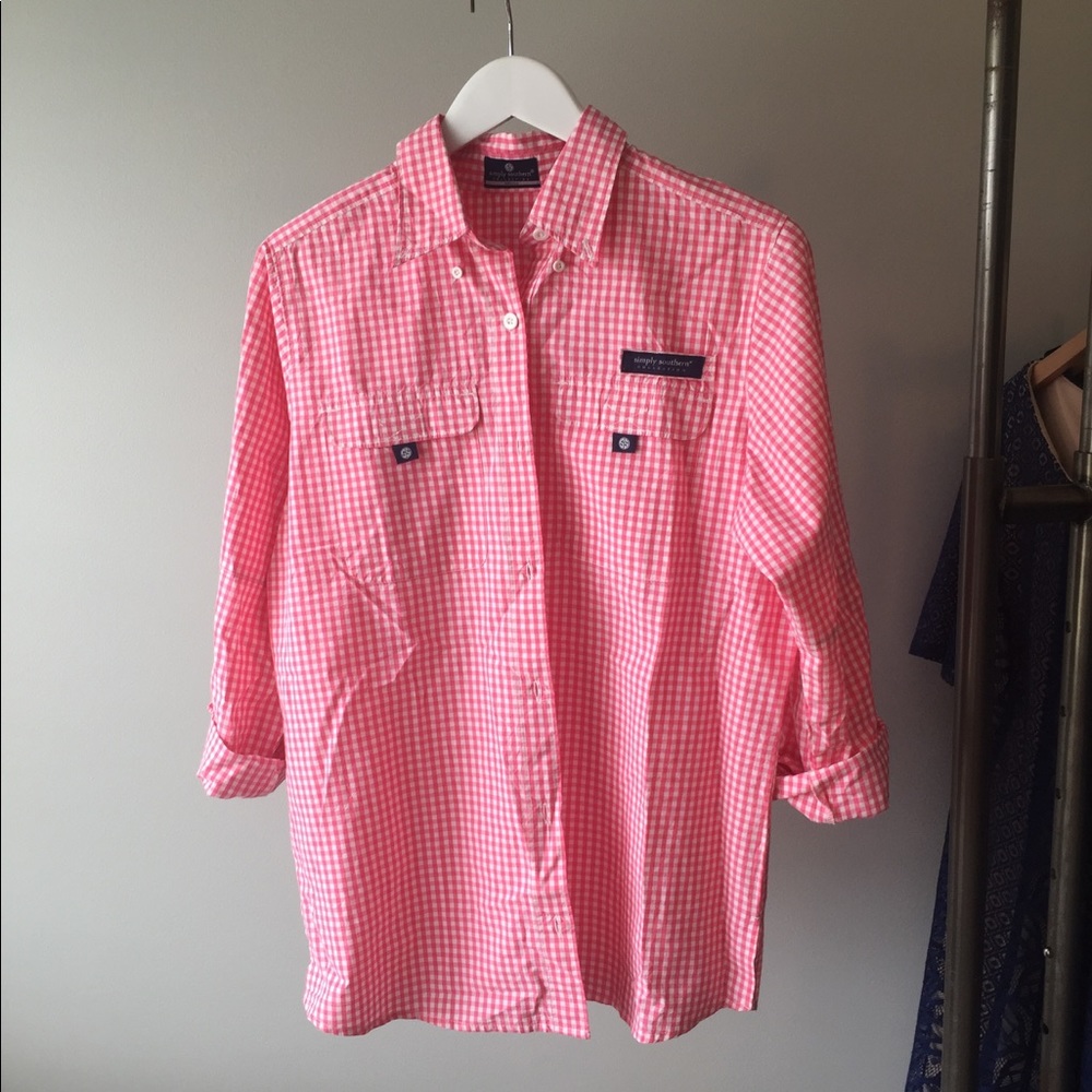 Pink gingham button up