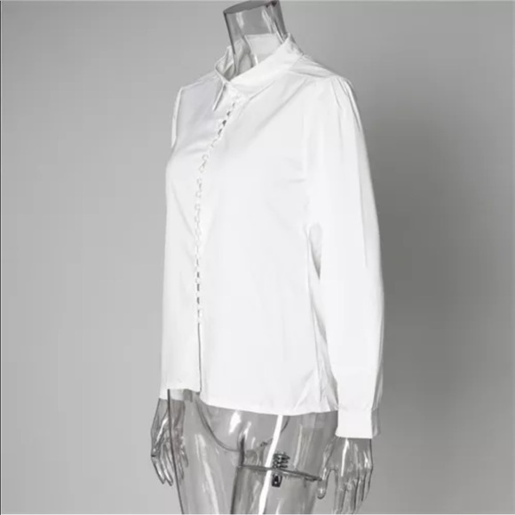 Sellout Risk ❤️Chic Fitted White Button-up Blouse - Picture 4 of 8