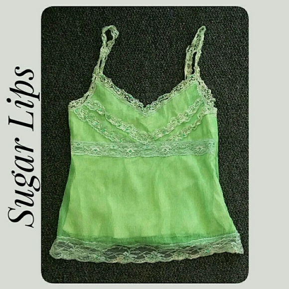 Sugarlips Tops - Sugar Lips Lime Green Bead Sequin Camisole Small Sugarlips Tops - Sugar Lips Lime Green Bead Sequin Camisole Small