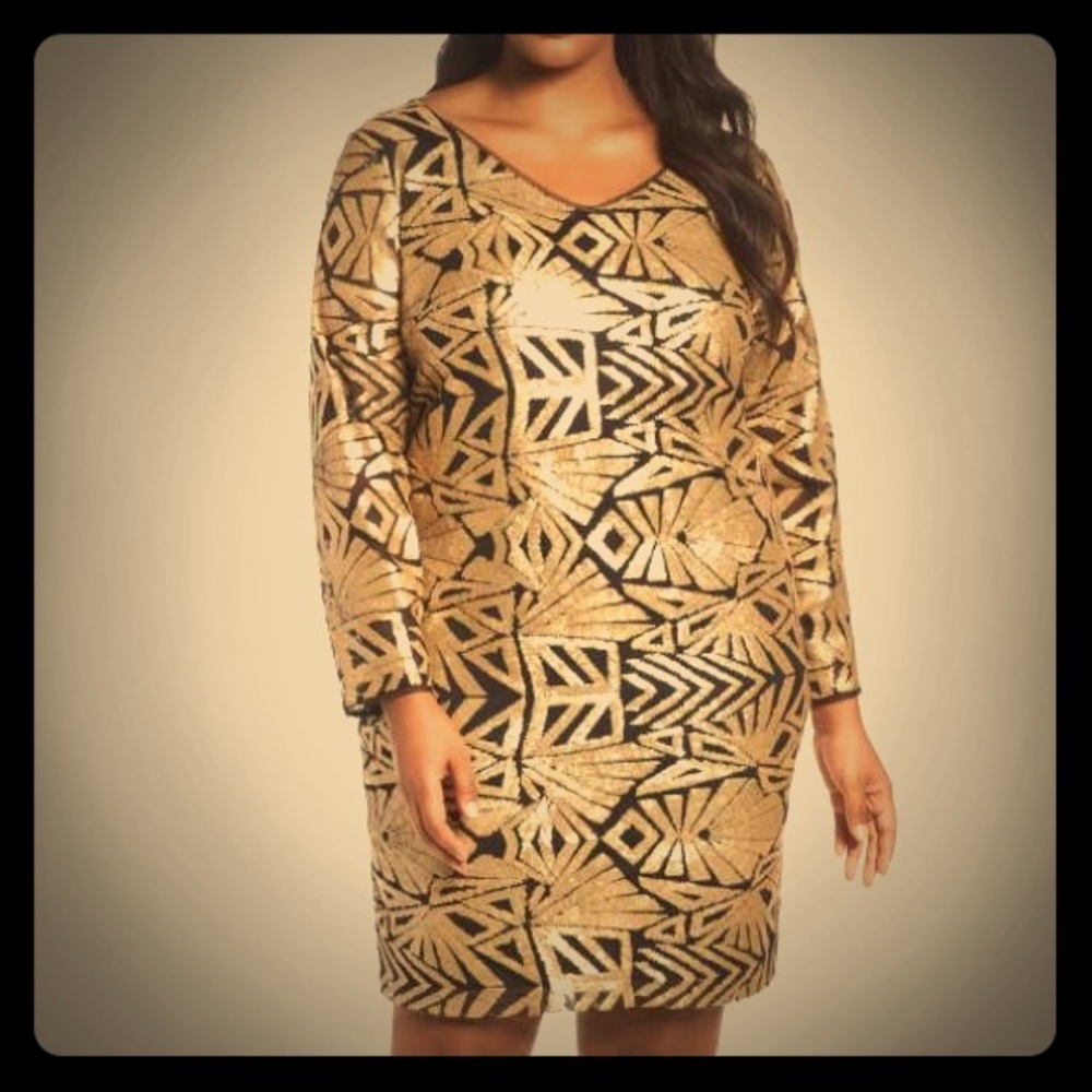 Marina Rinaldi Plus Size Gold Sequin Dress