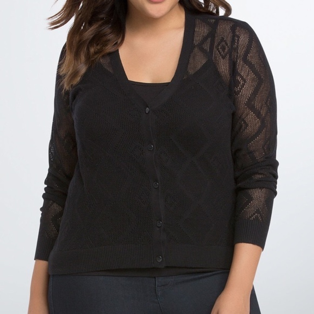 Torrid Pointelle Cardigan - Black