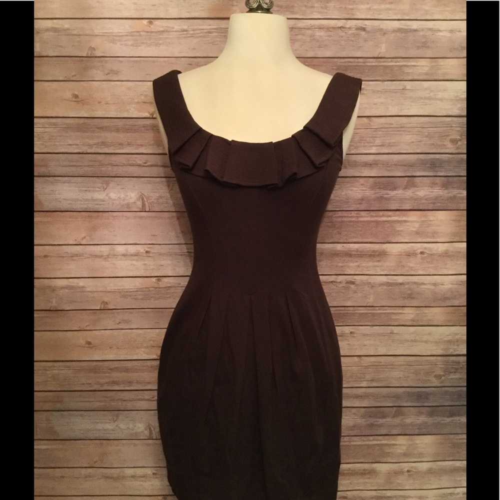 BCBG Maxazria Brown Stretch Cocktail Party Dress