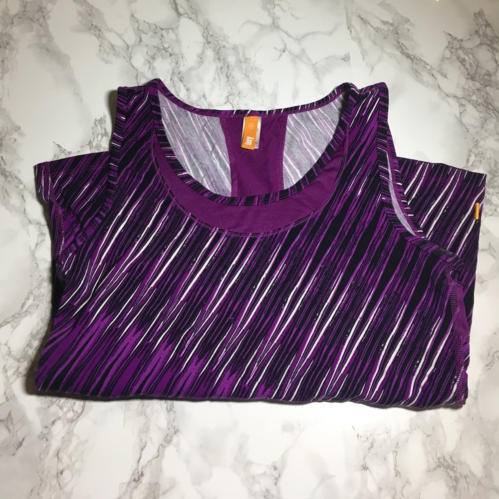 Lucy - purple, white & black workout top
