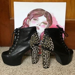 Jeffrey Campbell Black Spiked Lita Booties