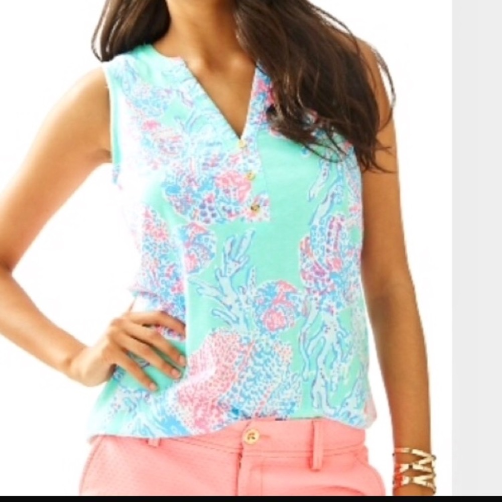 Lilly Pulitzer Mint Fresh Fansea Essie Top- Small