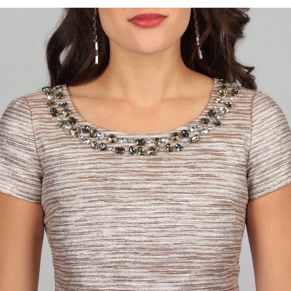 ELIZA J Brocade Rhinestone Metallic Dress 6P - Picture 3 of 8