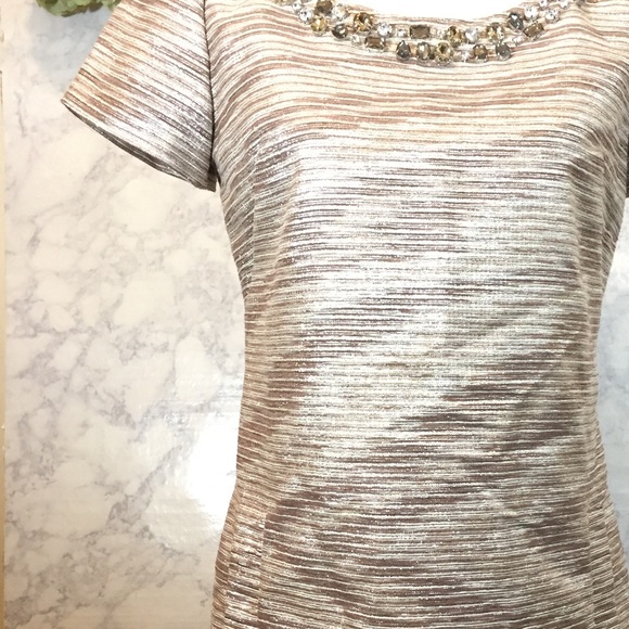 ELIZA J Brocade Rhinestone Metallic Dress 6P - Picture 4 of 8