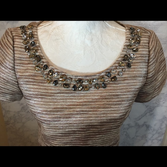 ELIZA J Brocade Rhinestone Metallic Dress 6P - Picture 8 of 8