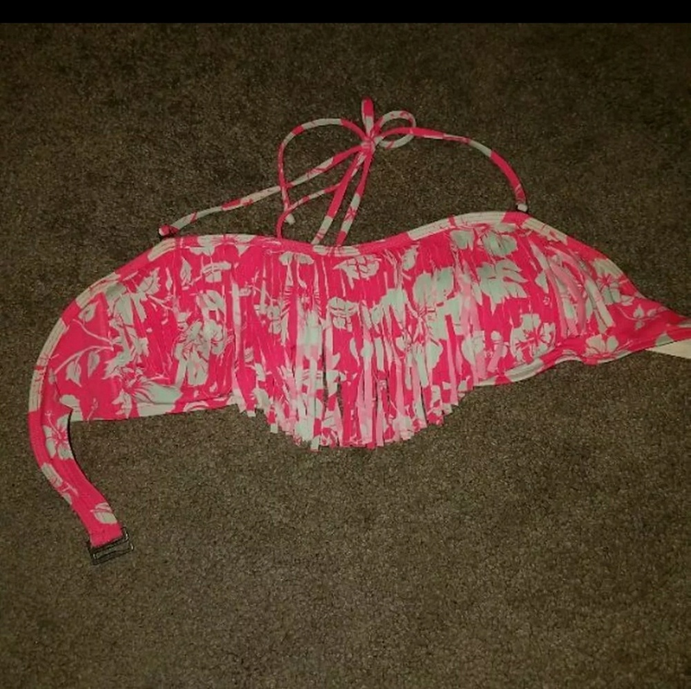 Pink tropical bikini top