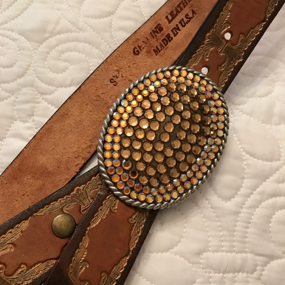Genuine Leather Made In USA Rhinestone Belt