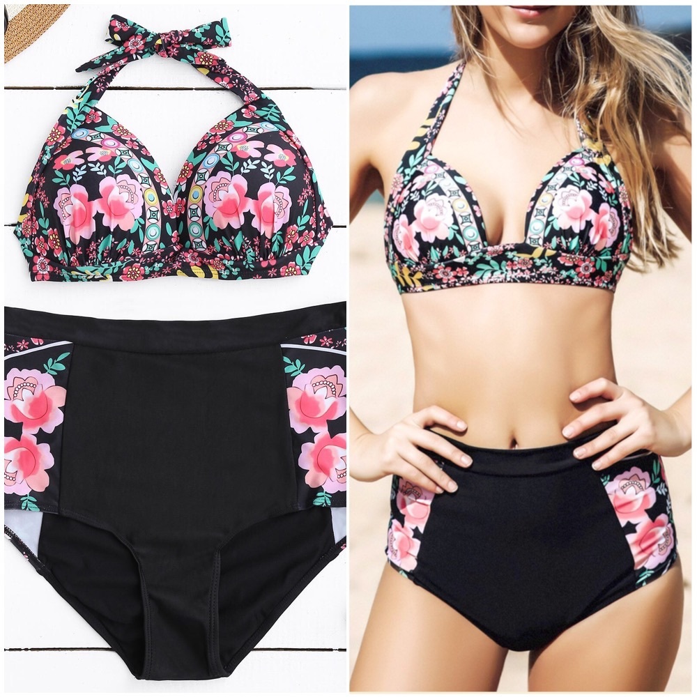 Floral High Waisted Bikini 2 Piece Set Size M