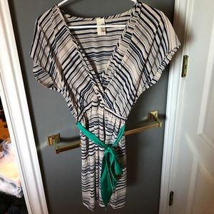 Women's cream blue striped dress