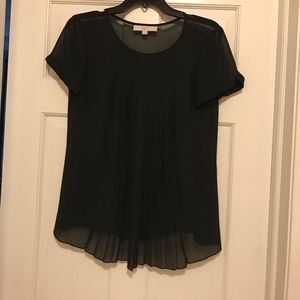Loft black pleated front size XS dress top