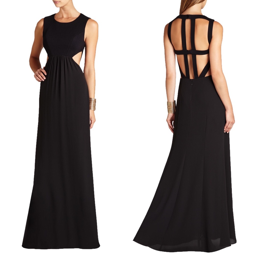 BCBG Maxazria Caged Back Floor Length Dress