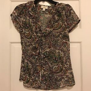 Loft size small button down paisley top.