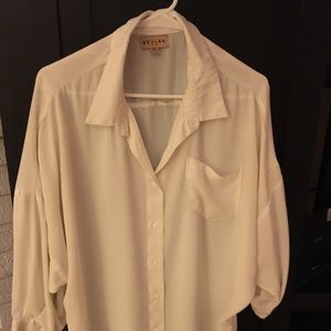 3/4 sleeve off white blouse