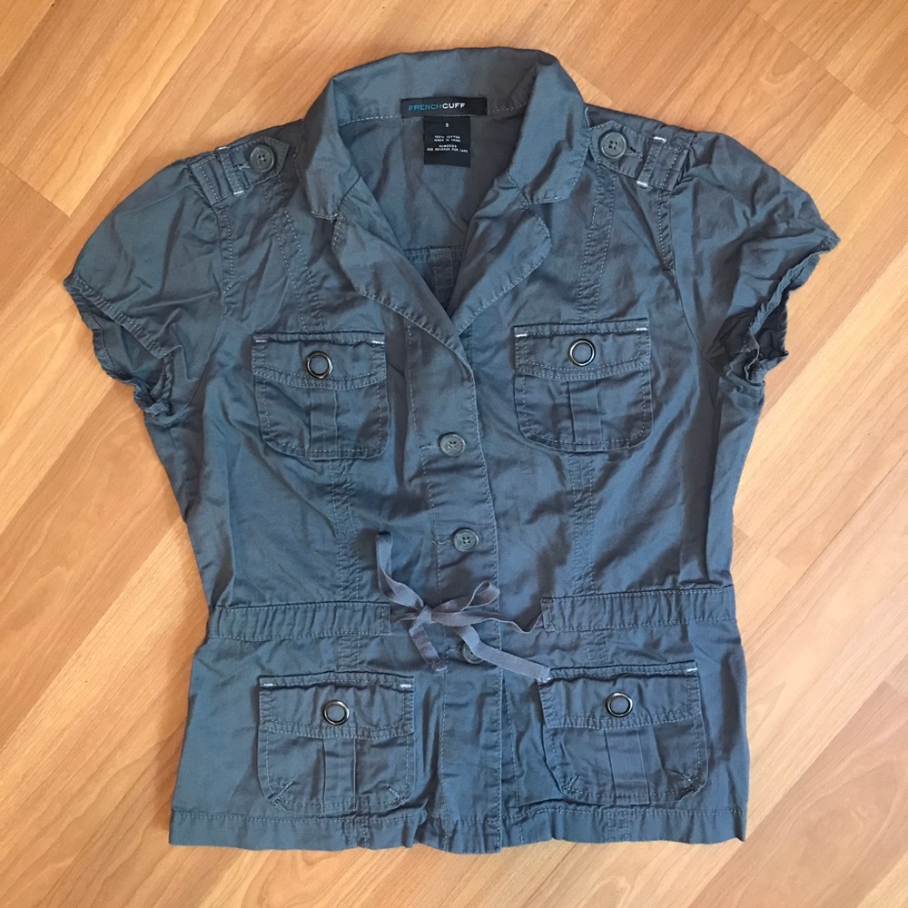 French Cuff Olive Army Green cargo shirt