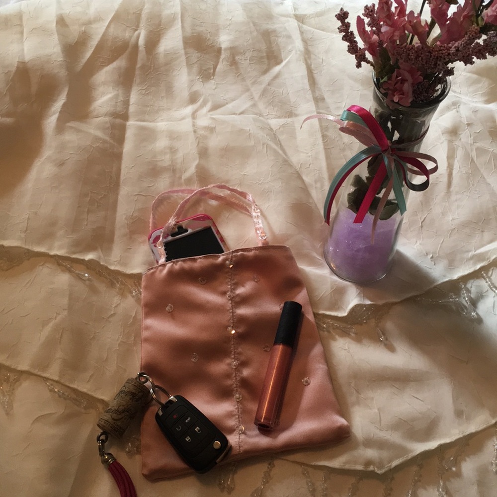 Little pink satin evening purse