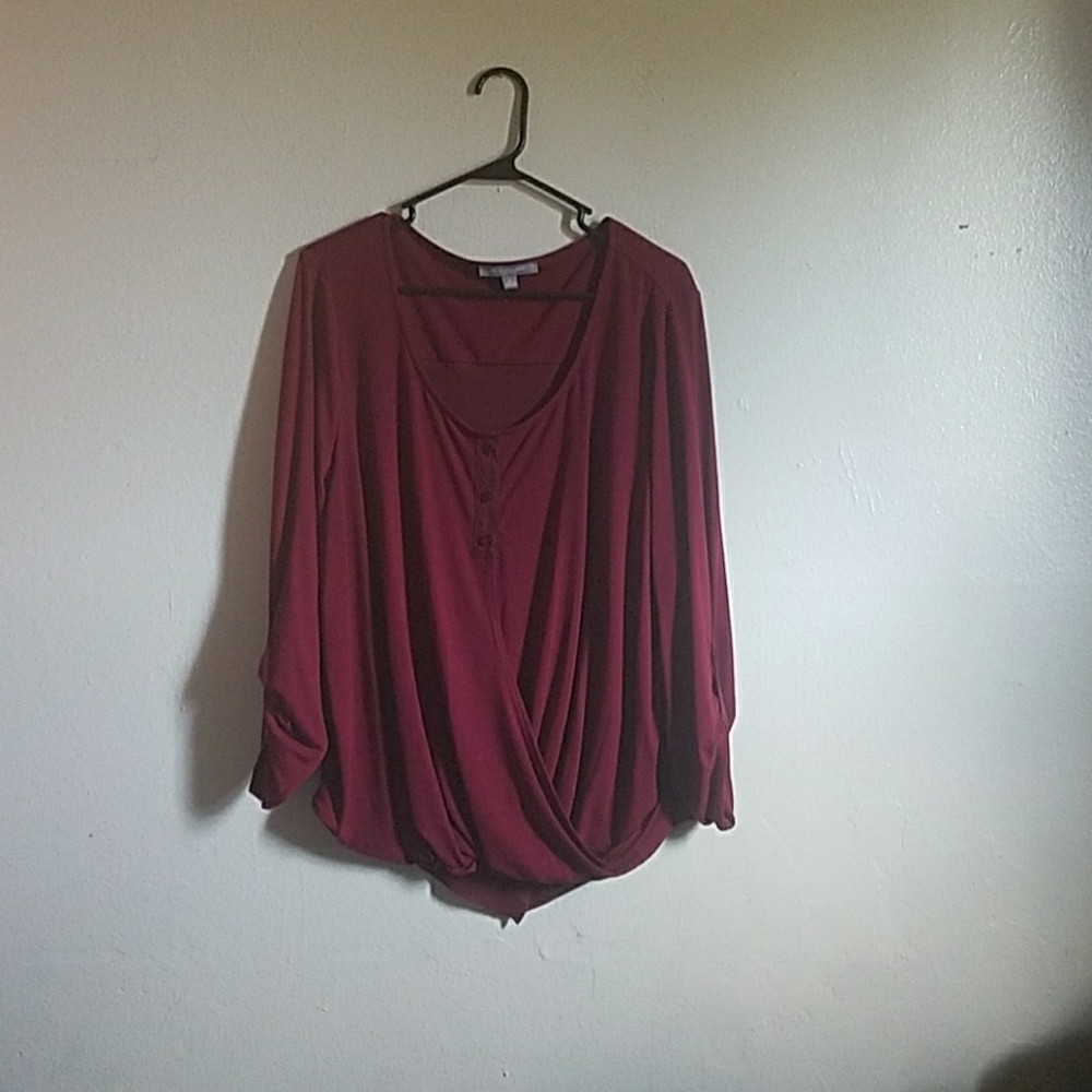 Blouse burgundy long sleeve 1X