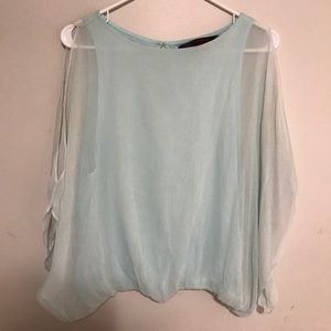 Alice + Olivia Silk Aqua Air Blouse