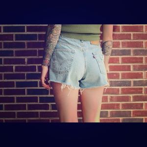 Vintage Levi's destroyed denim jean shorts