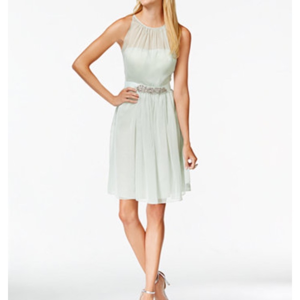 Adrianna Papell  Belted Chiffon Halter Dress