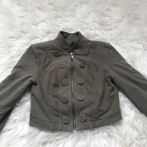 INC cropped utility military jacket in army green