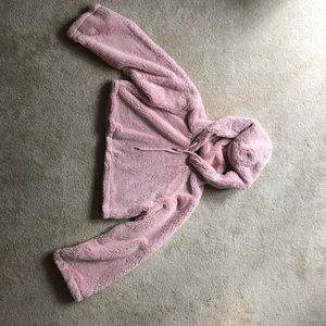 Pink Furry Cropped Hoodie