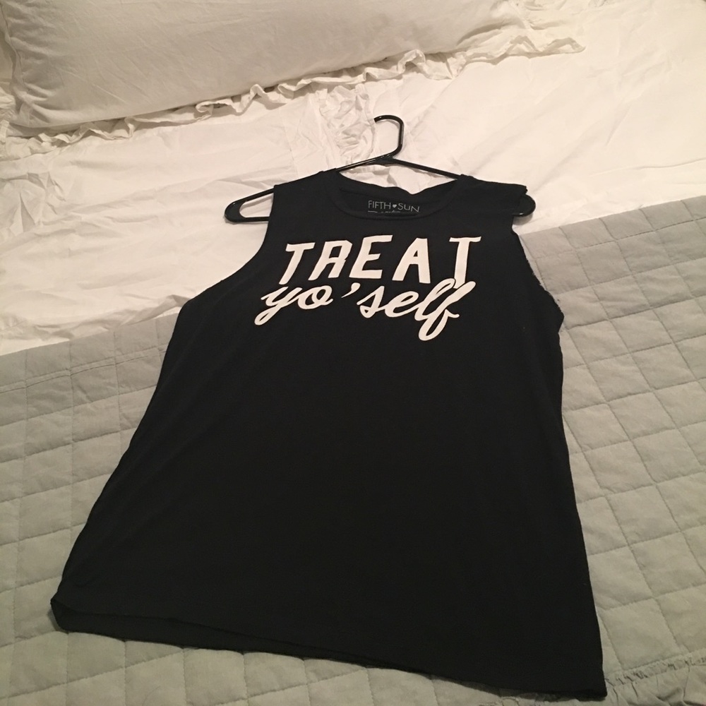 Fifth ❤️sun black " Treat yo' self " tank