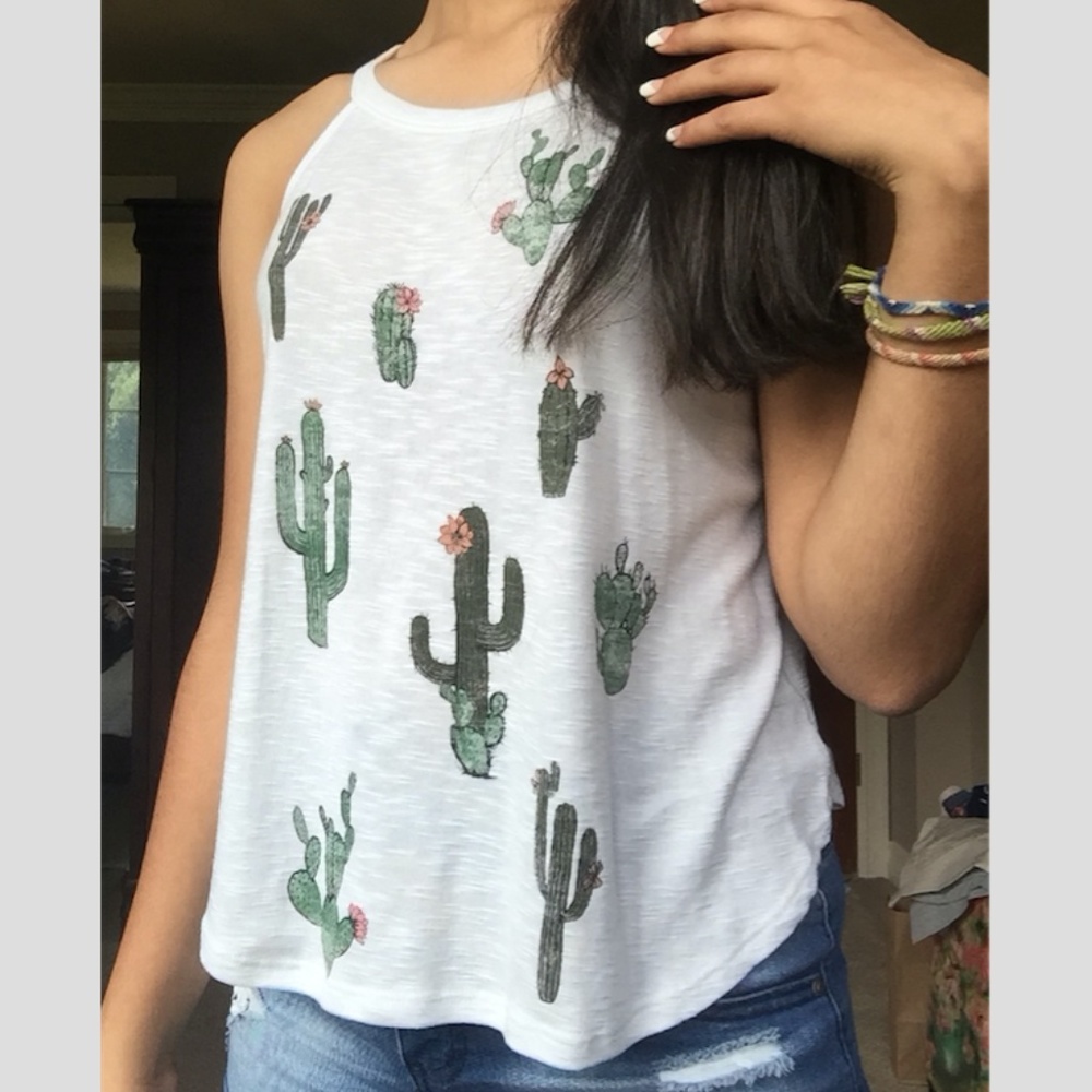 Cactus graphic tank top -- American Rag