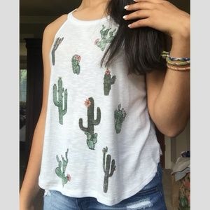 Cactus graphic tank top -- American Rag
