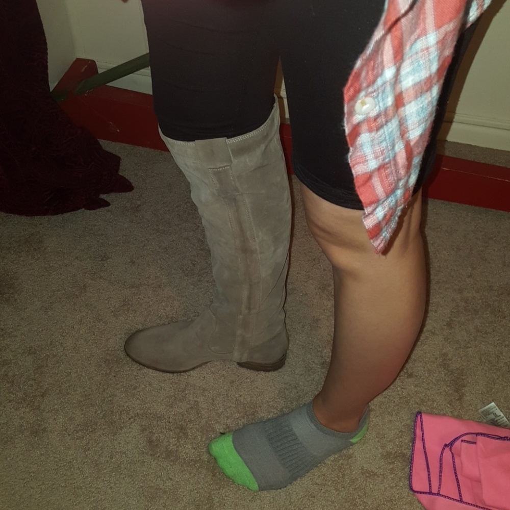 Suede Italian knee tall boots
