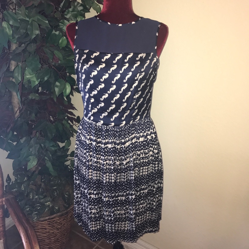 BCBG beautiful navy blue pleated dress.