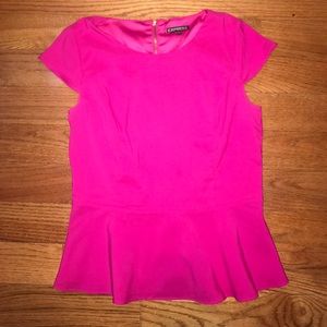 Express Fuchsia Peplum Top Medium
