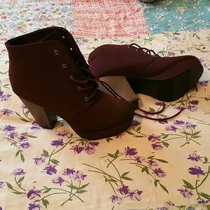 NWOT red suade booties