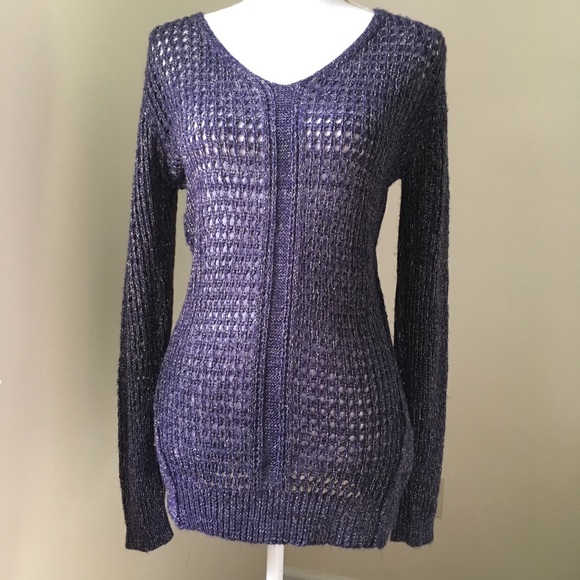 American Vintage Sweaters - Vintage America Purple Metallic Open Knit Sweater