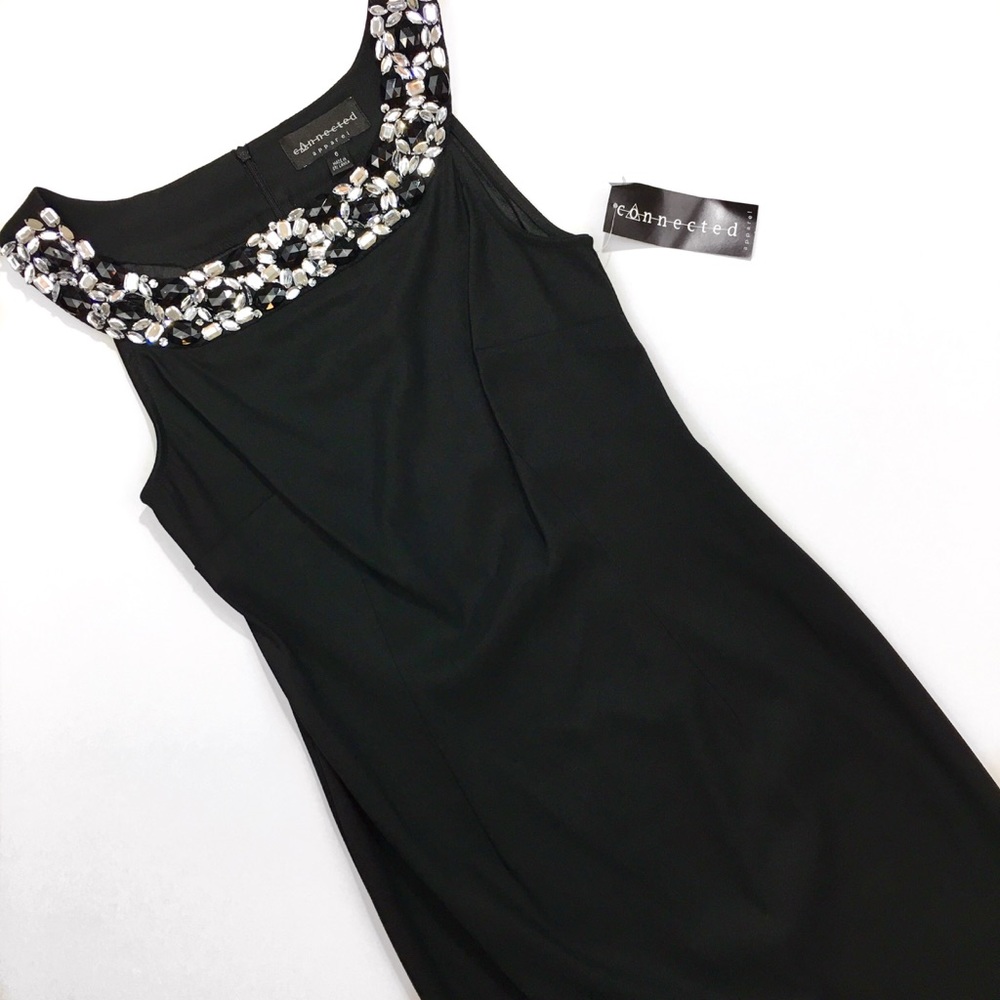 {Connected} Solid Black Bling Detail Dress Size 6