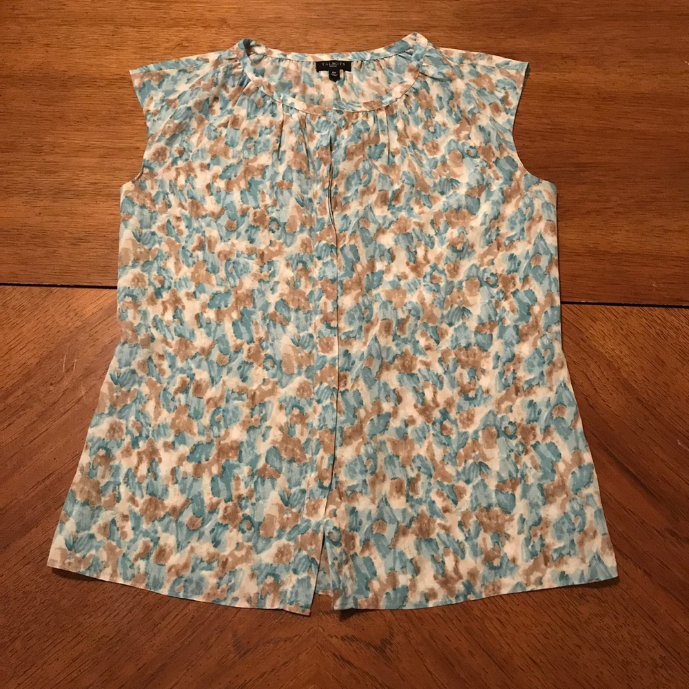 Talbots Petite Blue Sleeveless Blouse Size 6 P