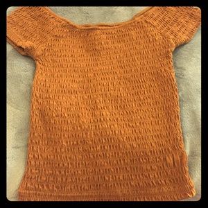 Brown Off The Shoulder Shirt