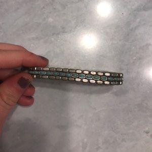 Silver and turquoise stretchy bracelet!