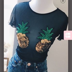 Don't Touch My Pineapples Mesh Crop