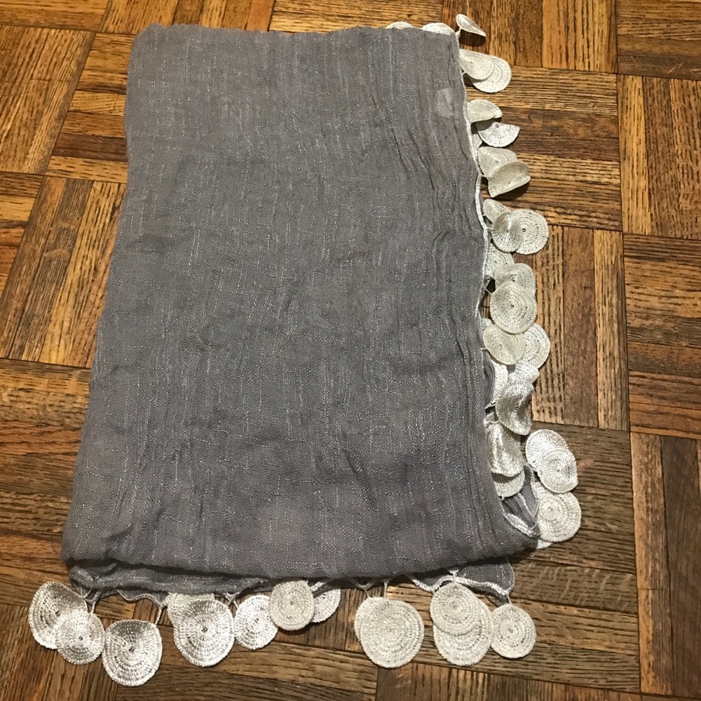 KMystic Long Scarf With Circle Tassels Gray