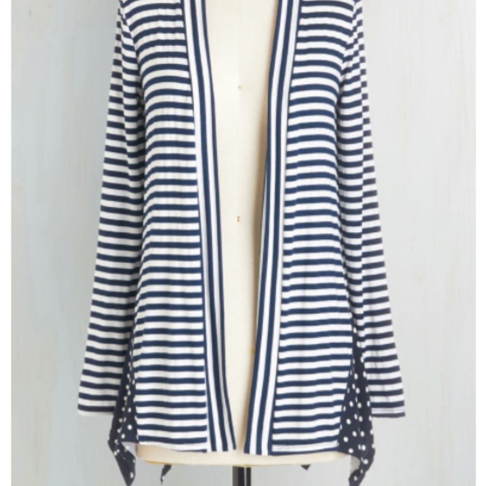 Navy and Cream printed Cardigan