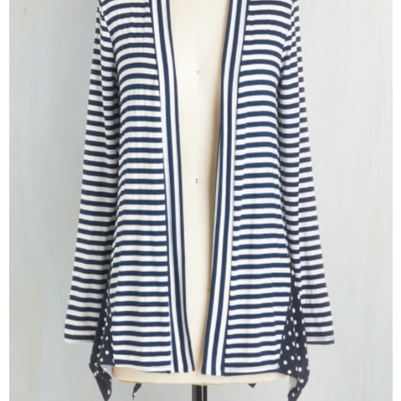 Navy and Cream printed Cardigan - Picture 1 of 5